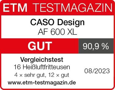Аерофритюрниця з об'ємом кошика 6 л, 12 автоматичними програмами, таймером від 1 до 60 хв. Caso