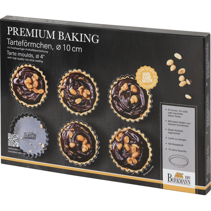 Набір форм для випічки тарталеток, 6 шт, 10 см, Premium Baking