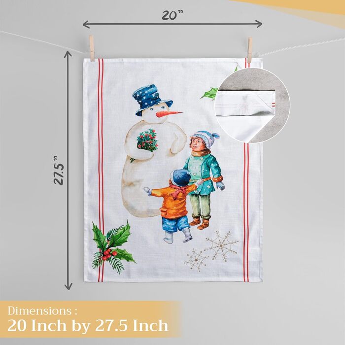 Набір із 3 багатоцільових кухонних рушників Maison d&39 Hermine Rural Christmas, 100 бавовна Барні рушники День подяки/Різдво (50 см x 70 см) (хромований)