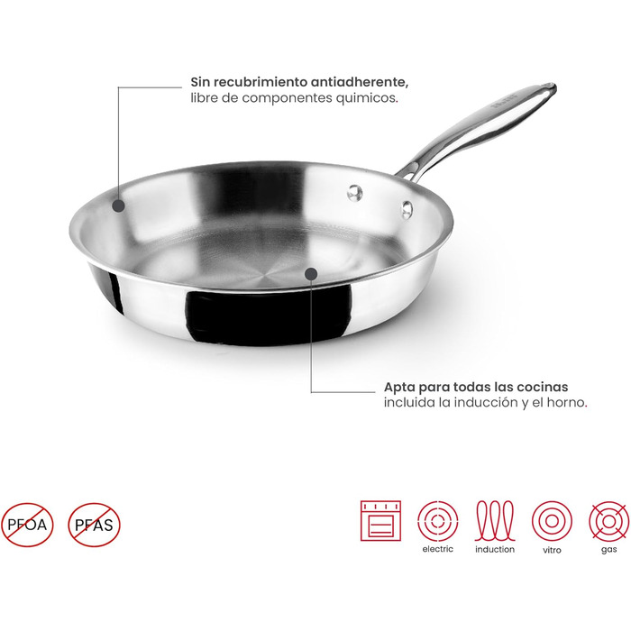 Сковорода тришарова 26 см, нержавіюча сталь Ibili