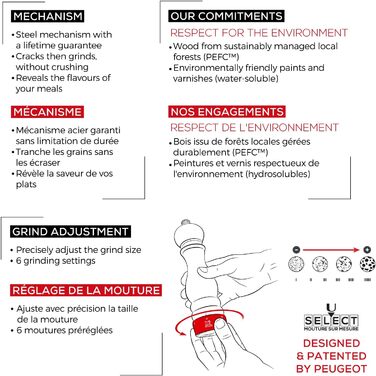Перец/Соль, регулировка помола u'Select, Высота 18 см, Дерево, Коричневый, 2/23461 (Натуральная, Мельница для перца и соли)