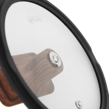 Ковш Fissman FILOMENA 16x8 см 1,2 л со стеклянной крышкой алюминий с антипригарным покрытием (14529)