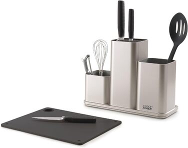 Органайзер кухонний з обробною дошкою, сріблястий CounterStore Joseph Joseph