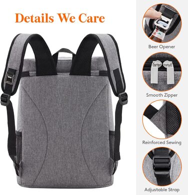 Герметичная сумка-холодильник Рюкзак Водонепроницаемый рюкзак для пикника Изолированная сумка для ланча для мужчин Женщины Работа Пикники Пляж Кемпинг Путешествия Активный отдых, серый серый M, 22L Cool Pack