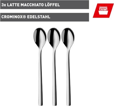 Набір ложок Silit Trend Latte Macchiato, 3 шт., довгі ложки 18,5 см, для йогурту, нержавіюча сталь Cromargan полірована, стійка до подряпин, не іржавіє, можна мити в посудомийній машині