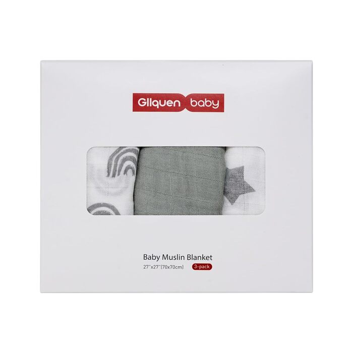 Муслінові серветки GLLQUEN для немовлят, 6 шт. бавовняних серветок для відрижки, 70 см x 70 см, абсорбуючі та дихаючі, ідеально підходять для очищення, витирання та покриття новонароджених (жираф, 3 шт.)