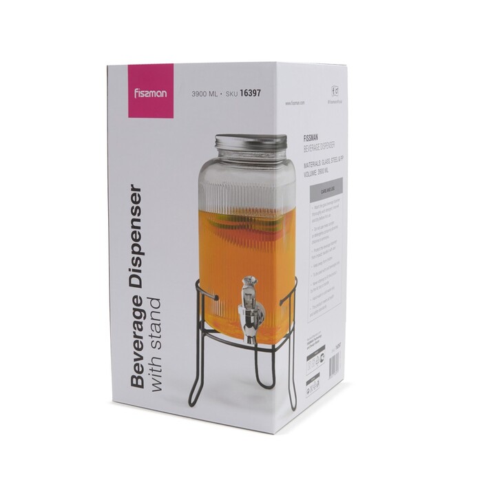Діспенсер для напоїв 3,9 л скло Fissman