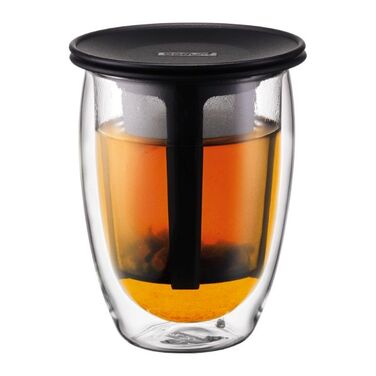 Чашка з подвійними стінками чорна, 0,35 л, Tea For One Bodum