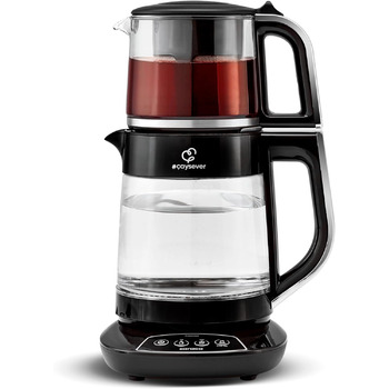 Сталь, хром 1700 Вт, без бисфенола А, стеклянный чайник емкостью 0,8 л, емкость резервуара для воды 1,5 л, подготовка воды Tek Ebat Chrome