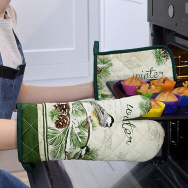 Набір з 2 кухонних рукавичок Arquiel з тримачем для каструлі Gnome Autumn Orange Checked Gnome Autumn Orange Checked Set of 2 шт., 100 бавовняні кулінарні рукавички, термостійкі кухонні рукавички для приготування їжі, осінній декор, подарунки для жінок (з