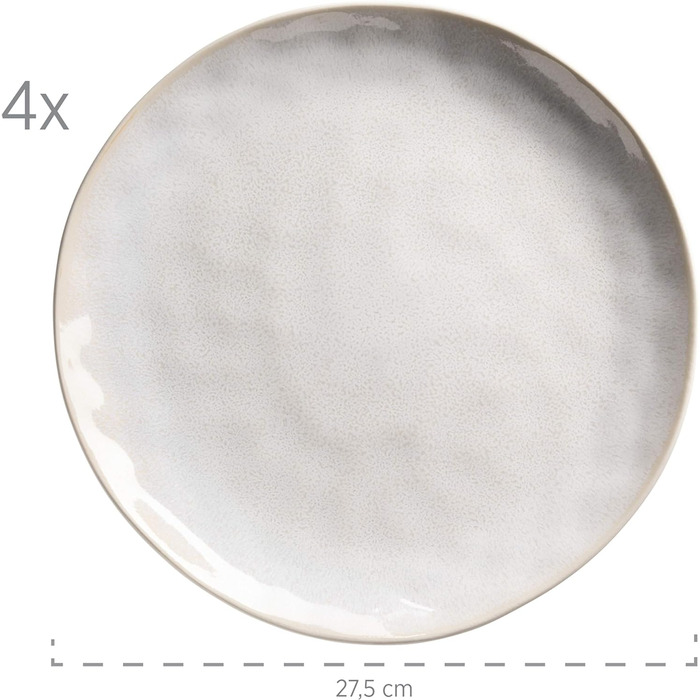 Серия MSER Frozen, Набор керамической посуды на 4 персоны, Комбинированный сервиз из 16 предметов с органическими формами, Сервиз с цветными крапинками, Керамогранит, Белый