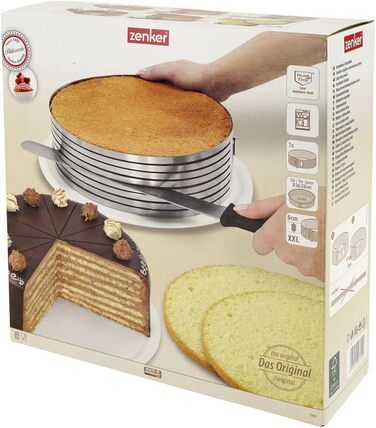 Нож для резки торта Zenker 7705, кондитерская Ø26 / 28 см, набор для торта с ножом для торта и подемным основанием для торта, аксессуары для торта из нержавеющей стали, количество 1 x набор из 3 шт. , цвет серебристый (приспособление для нарезки торта)