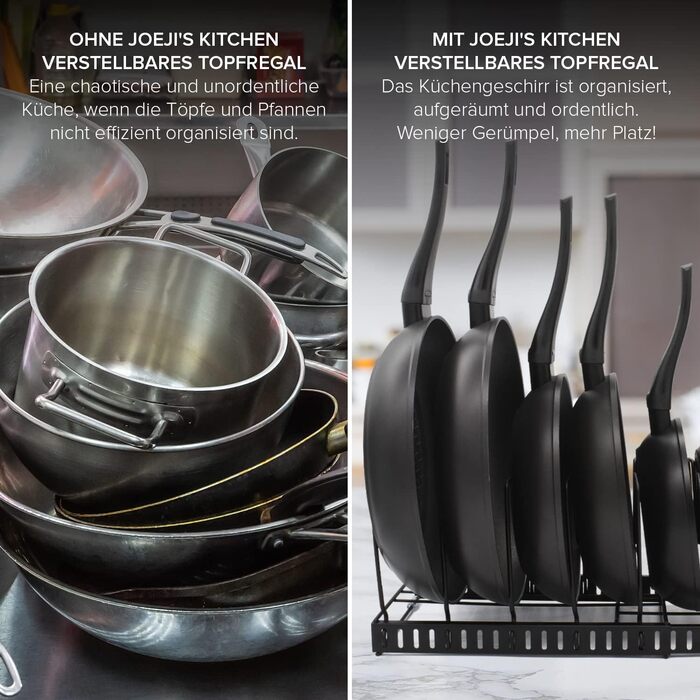 Підставка для посуду розсувна 51,5 x 18,5 см, на 9 відділень, чорна joeji's Kitchen