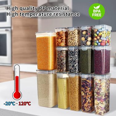 Контейнери для зберігання продуктів Hibisaws, 12 предметів, з кришками, контейнери для заморожування, коробки для продуктів, без BPA та 100 герметичні, прозорі, 6 x 1 л та 6 x 0,5 л, коробки для приготування їжі, набір Tupperware (22)