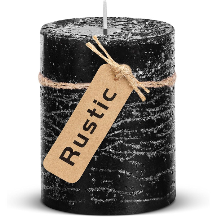 Набір із 4 свічок-стійок Brandsseller 7x10 см Однотонні та виготовлені з парафіну Сільські свічки з тривалим часом горіння Декоративні свічки для прикраси столу, Різдва та вечірок (7 x 10 см Набір із 4 шт. , чорні)