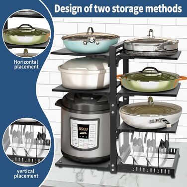 Органайзер для каструль CASONNIK, 7-ярусний регульований міцний органайзер для кухонних шаф, багатоцільовий для зберігання каструль та сковорідок (стійка для каструль 61)