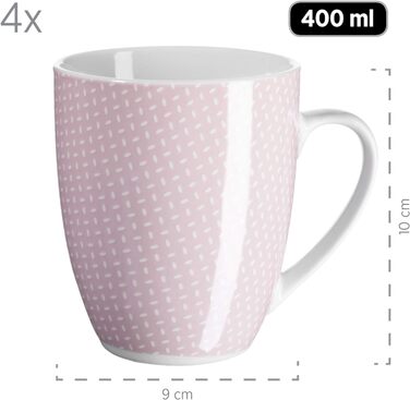 Набор посуды MSER 931566 Kitchen Time II на 4 персоны, 16 шт. Комбинированный сервиз с тонким рисунком, фарфор (розовый)