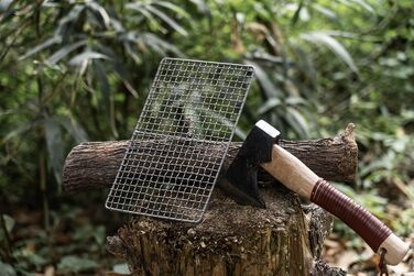 Титановая решетка для приготовления пищи Решетка для гриля на открытом воздухе Древесный уголь Барбекю Сетка Гриль Пластина Сверхлегкая охлаждающая стойка для выпечки Тяжелая еда Приготовление пищи Обжарка Кухонная утварь и подвесная цепь для кемпинга на 