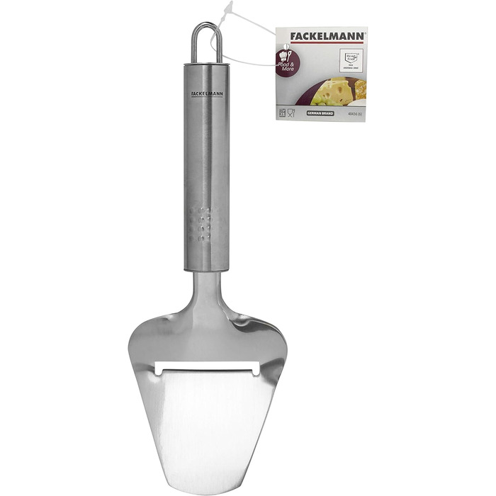 Відкривачка для консервів Fackelmann OVAL GRIFF, практична відкривачка для консервів з нержавіючої сталі, універсальна відкривачка з ергономічною ручкою (колір срібло), кількість (24 x 8 x 4,5 см)