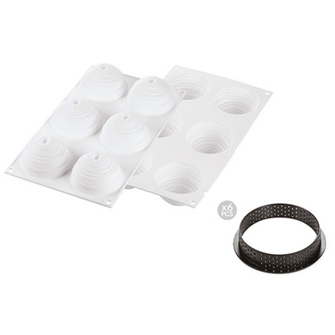KIT TARTE RING MONTBLANC D80 MM Форма силіконова Ø74 h42 mm + 6  кілець  (d 80 mm, h 20 mm) - 1*6 фо