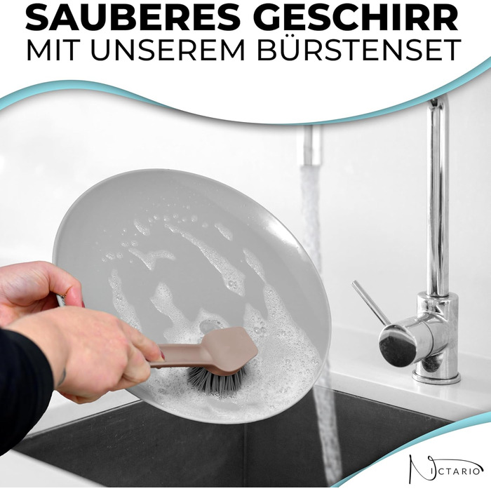 Щітка для посуду з нейлоновою щетиною та скребком 4 шт 24,5 см Nictario