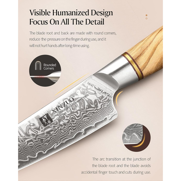 Універсальний ніж 13 см, дамаська сталь XINZUO