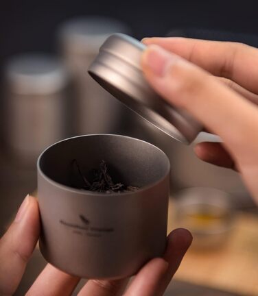 Каністри для кави iBasingo Titanium Tea Caddy 35 мл Small Tea Caddy Портативний міні-олов'яний скляний контейнер для зберігання кавового порошку Для подорожей на відкритому повітрі Маленька вишукана баночка для спецій Ti3200D (B-Ti3208D-80 мл)