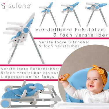 Дитячий стільчик для годування світло-блакитний Suleno