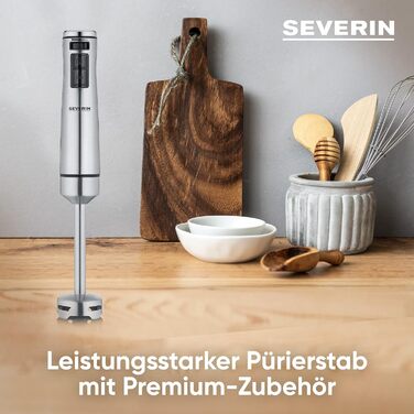 Аккумуляторный ручной блендер с комплектом премиум-класса, семный блендер, с погружным блендером, мультиизмельчителем, кувшином-блендером, толкушкой и венчиком для картофеля, черная/матовая нержавеющая сталь, SM 3775 (1 000 Вт, включая аксессуары премиум-