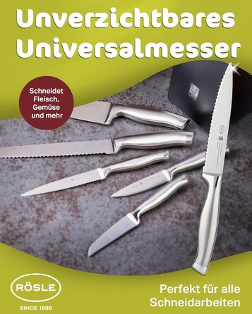 Високоякісний кухонний ніж 20 см для м&39яса, риби, птиці та овочів, нержавіюча сталь 18/10, ергономічна срібна ручка, гострий ніж для кухні (універсальний ніж)