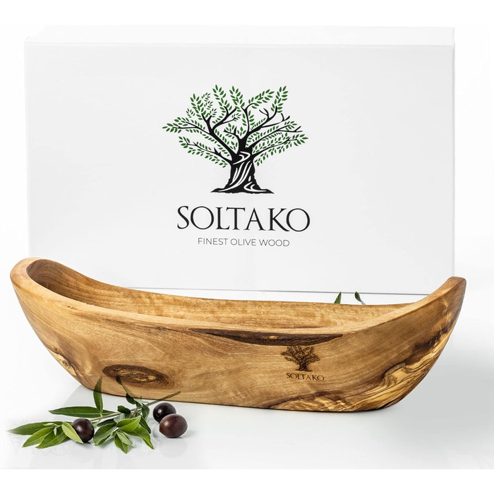 Багетна хлібниця з оливкового дерева - Миска для закусок довгаста - Дерев'яна миска в сільському стилі - Декоративна миска - Миска для фруктів - Миска ручної роботи - Миска для ювелірних виробів - Багатофункціональна миска (1,25-29 см)