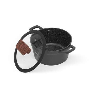 Каструля Fissman FILOMENA 20x10,5 см 2,3 л зі скляною кришкою алюміній з антипригарним покриттям (14532)