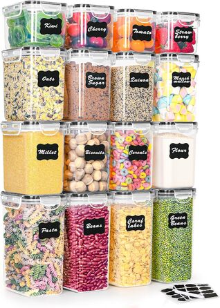 Контейнери для зберігання з кришками, набір 16 предметів, прозорі L LONGANCHANG