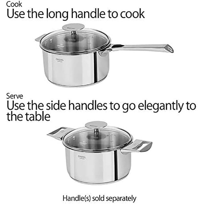 Сотейник 2 л с крышкой, серебристый Strate Cristel