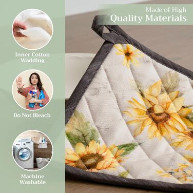 Рукавички для духовки Maison d&39 Hermine, підставки для каструль, 100 бавовна, термостійкі кухонні рукавички, рукавички для духовки (19 см x 33 см) та підставки для каструль (20 см x 20 см) для приготування їжі, Morzine - Рукавички для духовки на День по