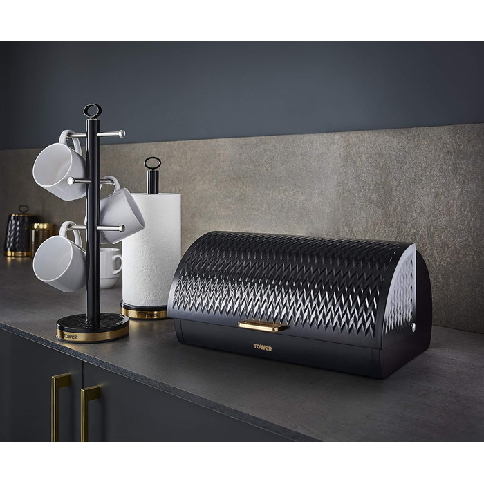 Хлібниця з нержавіюча сталь чорна 28,3 х 39 х 18,5 см TOWER