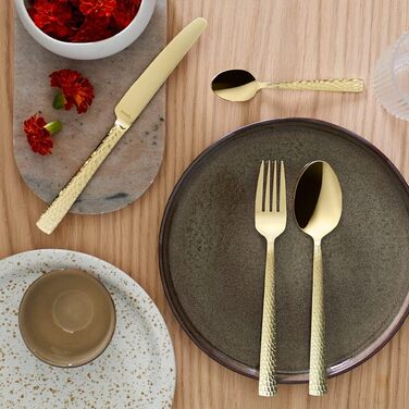 Набір столових приборів Amefa PVD Felicity, чорні столові прибори, столові прибори з 24 предметів чорні, для 6 осіб, нержавіюча сталь 18/0, сталь леза 13/0, ручка з молотком, з ножем, виделкою, ложкою та кавовою ложкою (набір столових приборів, 24 шт. и, 