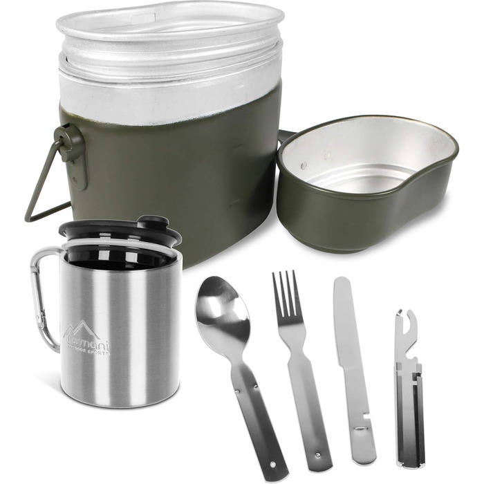 Набір похідного посуду для військових, 6 предметів, металік Normani