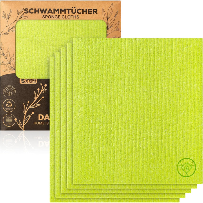 Серветки для прибирання 5 шт 19,5 х 17,5 см зелених DANIHOME