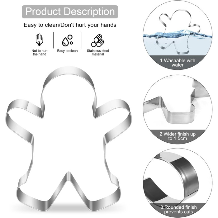 Різдвяні формочки для печива, набір формочок для печива гном Санта Клаус, формочка для печива з нержавіючої сталі у формі лося, формочка для печива з 4 головами лося, подарункові формочки для печива для випікання помадних тортів (барвиста тема A5)