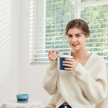 Стаканчик для пластівців 750 мл зі складаною ложкою, синій Swkien