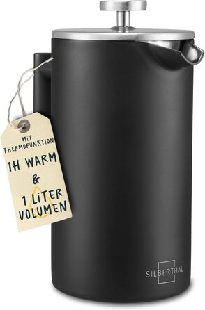 Конічна точилка для задирок SILBERTHAL - Регульоване подрібнення від грубого до тонкого - Ручна точилка з нержавіючої сталі та скла - Ідеальна ідея для подарунка (френч-прес)