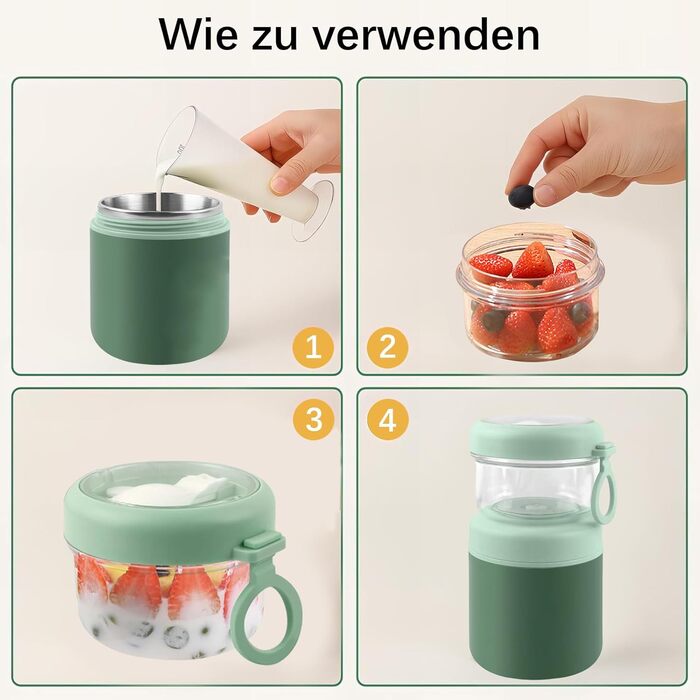 Стаканчик для пластівців 860 мл із складаною ложкою, зелений NEXROLA