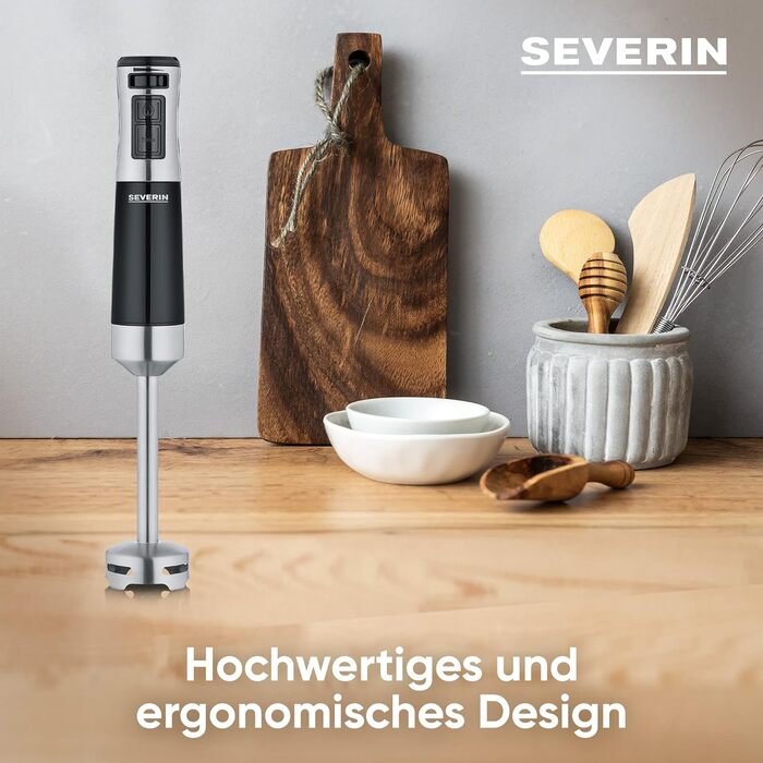 Аккумуляторный погружной блендер с комплектом премиум-класса, семный блендер, с ручным блендером, мультиизмельчителем, кувшином-блендером, толкушкой и венчиком для картофеля, черная/матовая нержавеющая сталь, SM 3775 (600 Вт, включая набор принадлежностей