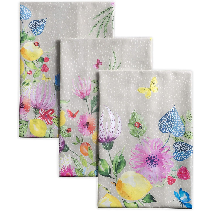 Набір із 3 багатоцільових кухонних рушників Maison d&39 Hermine Rural Christmas, 100 бавовна Різдвяні рушники День подяки/Різдво (50 см x 70 см) (Jardin D&39ete - Туман)