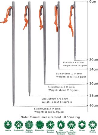Кілочки для намету 6 шт. Ti4012P40L  iBasingo