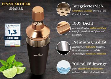 Коктейльний набір з нержавіючої сталі  700 мл з підставкою та барними аксесуарами BARMINGO