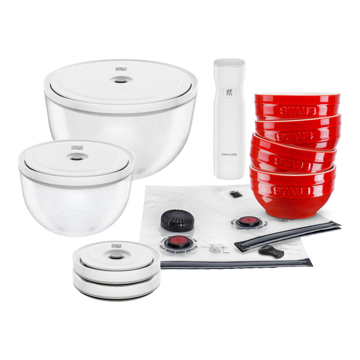 Набір вакуумних контейнерів з керамічними піалами, 15 предметів, червоні Fresh & Save Zwilling