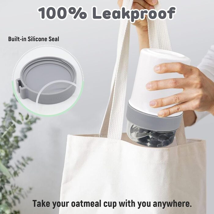 Стаканчик для пластівців 870 мл з ложкою та щіточкою, білий Forbabe