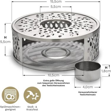 Скляний чайник Creano 1.3 л, скляний чайник із 3 частин із вбудованим ситечком з нержавіючої сталі та скляною кришкою, ідеально підходить для приготування сипучих чаїв, без крапель, універсальний (1,7 л тепліше)